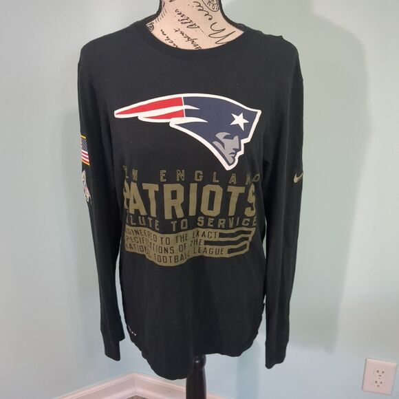 Nike New England Patriots Shirt Adult small Black Military Dri Fit long sleeve - Picture 1 of 6
